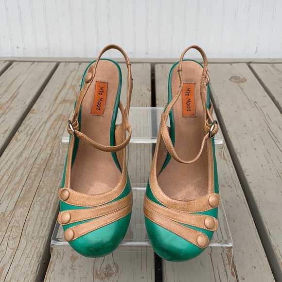 Green leather retro shoe Ella Miz Mooz - Picture 3 of 12